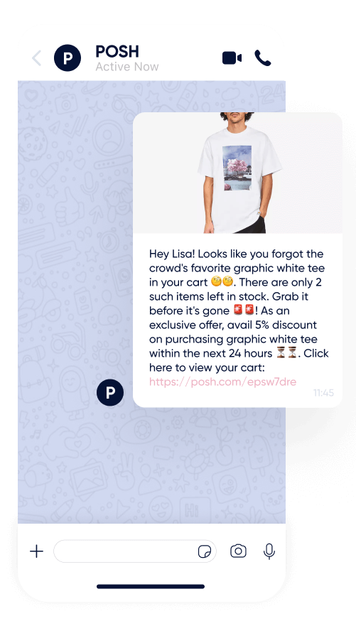 A phone screenshot showing an example of Insider One&rsquo;s web push notifications for reducing cart abandonment as part of a multi-channel marketing campaign.