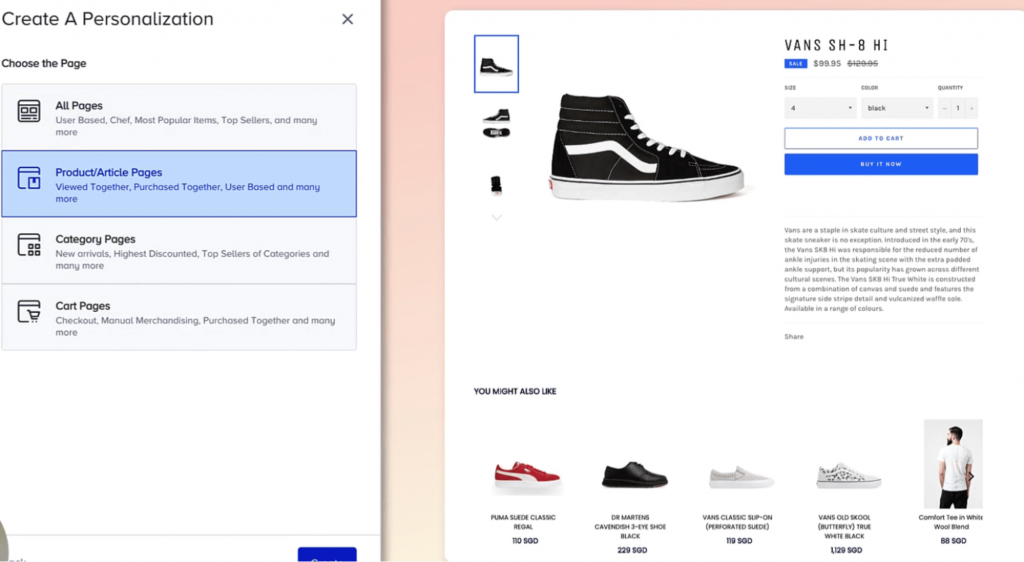 Insider One's personalized product recommendations 