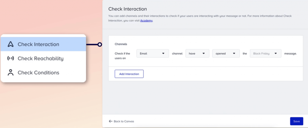  Insider One Architect check interaction flow element